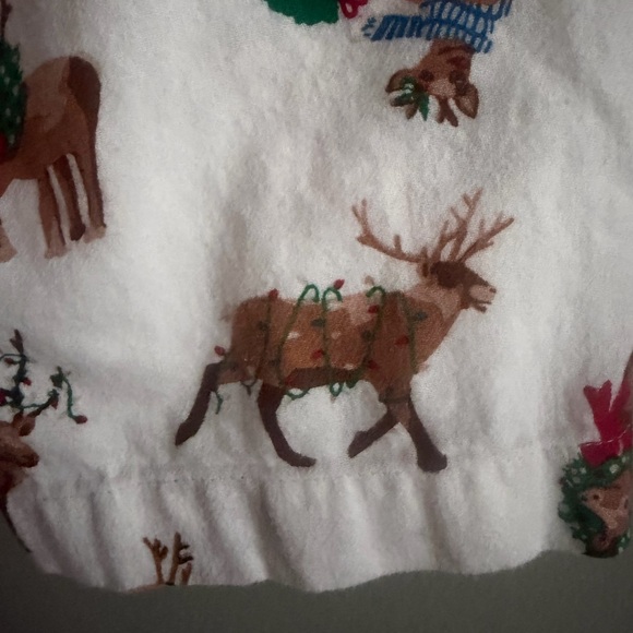 Old Navy White Reindeer XMAS Flannel button up Pajama Set size XL with pockets - Picture 3 of 13